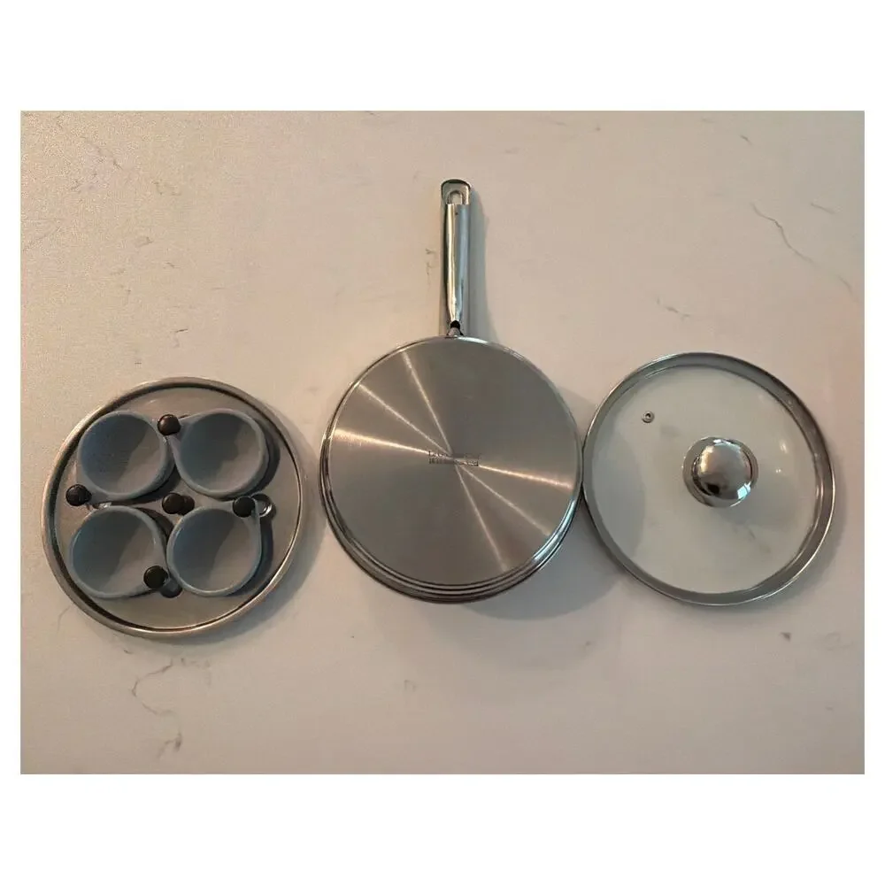 Le Gourmet Chef Stainless Steel 4-cup Stainless Steel Egg Poacher Pan with Lid